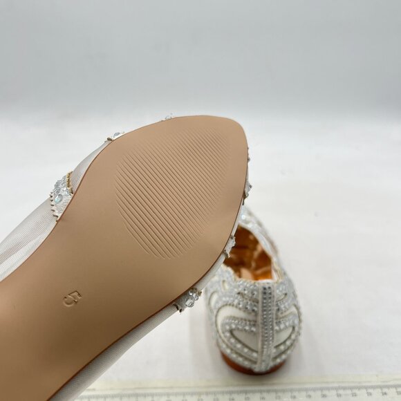 XYD White Pointed Toe Rhinestone Flats Mesh Slip-on Crystals Wedding Bride Shoes - Picture 6 of 8